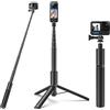 Wiseten Bastone Selfie Treppiede per Insta 360 GoPro, 120CM Allungabile Asta Selfie Vlog Maniglia Portatile Treppiede Stand Accessori per GoPro Hero 13 12 Black Insta360 X4 X5 DJI Osmo Pocket 3 4