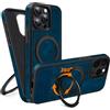 COODIO Cover in Pelle con Supporto Girevole di 360° per iPhone 15 PRO 6,1 Pollici, Custodia Magnetica Compatibile con MagSafe, Cover Sottile e Creativa, Blu Reale