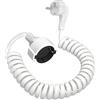 DKTYGER Cavo di Prolunga Schuko, Con presa/spina Schuko, Cavo a Spirale con Contatto di Protezione Estensibile da 0,58 m a 2 m Max, IP20 (230 V/16 A), Bianco