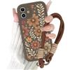 Kueqeay Cover con Cordino per iPhone 11 6,1'', Silicone Custodia Aesthetic Fiore Marrone Donne Mädchen Modello Disegni Collana Universale Regolabile Protezione Fotocamera Antiurto Case, 01