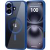 ATUTEN Cover Magnetica per iPhone 16 Custodia (6,1 Pollici),iphone 16 Cover Compatibile, Custodia Traslucida Posteriore Sottile Antiurto Protettiva Antimpronta iphone 16 Case,Blu