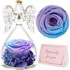 Yamonic Festa della Mamma Idee Regalo,Rosa Eterna Regalo Donna, Rosa Stabilizzata con Angelo di Vetro Regali Mamma Compleanno, Angeli Custodi Regali Nonna, Fiori Eterni con Statuette Angeli Natale