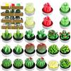 PUDSIRN Set di Candele Tealight a Forma di Cactus - Fatte a Mano, Delicate Succulente Artificiali per Feste, Festival, Compleanni, Matrimoni, Decorazioni per la Casa