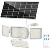 SANSI Lampada Solare da Esterno con Sensore di Movimento, 12W 1500lm IP65 | Luce di Sicurezza con Telecomando, 3 Modalità di Illuminazione PIR, 6000mAh, Per Patio Giardino Garage Veranda