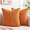 FDTERN Set di 2 Boho Federe de Cuscini per Divano 35x35 in Velluto a Coste，Moderno Morbido Motivo a Croce Decorativa Copricuscini per Divano Camera da Letto,Arancione