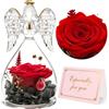 Yamonic Festa della Mamma Idee Regalo,Rosa Eterna Regalo Donna, Rosa Stabilizzata con Angelo di Vetro Regali Mamma Compleanno, Angeli Custodi Regali Nonna, Fiori Eterni con Statuette Angeli Natale