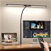 SKYLEO Lampada da Scrivania LED - Doppia Testa con Telecomando e Controllo Touch - Protezione degli Occhi - 12 W, 5 Modalità di Colore, Funzione Timer e Memoria, Collo di Cigno Flessibile - per Home