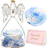 Yamonic Festa della Mamma Idee Regalo,Rosa Eterna Regalo Donna, Rosa Stabilizzata con Angelo di Vetro Regali Mamma Compleanno, Angeli Custodi Regali Nonna, Fiori Eterni con Statuette Angeli Natale