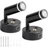 CPROSP 2 pezzi 12v Lampada da Lettura, LED Lampada Camper Dimmerabile con USB, Luce da Lettura 2w, Applique LED, per Camper Caravan Barca Furgone