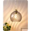EDISHINE Lampada Sospensione Vetro Ondulato, Grigio Fumo, Regolabile 1,5 m