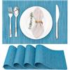 Myir JUN Tovagliette Americane Lavabili Set di 4 Tovagliette Colazione | Non-scivolose Resistenti al calore Tovaglietta Americane per Tavolo da Cucina 30X43.5cm (Blu)