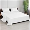 LINENWALAS Set di lenzuola per letto matrimoniale, 4 pezzi, 100% bambù biologico, in seta vegana, rinfrescante, con 1 lenzuolo con angoli, 1 lenzuolo piano e 2 federe (matrimoniale, bianco)