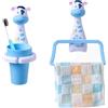 Jauhmui Set portaspazzolino e porta asciugamani per bambini, portaspazzolino a fumetti, portaspazzolino senza fori, detergente per neonati (mucca da latte)