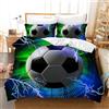 CXYXHW Set di Biancheria da Letto Calcio 3D per Bambini - Copripiumino Con Chiusura Lampo e 2 Federe (135 x 200 cm)