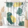 Uiiooazy Tenda Doccia Antimuffa, Tenda Doccia 240x180cm Verde Boho Chic Tropicale Astratta Foglie di Palma Nero Oro Tende da Bagno Tessuto Lavabile Impermeabile Tende per Vasca da Bagno con 12 Anelli