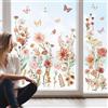 wondever Adesivi Finestra Fiori Boho Giardino Floreale Vetrofanie Adesivi Anticollisione per Fiore Rosa Farfalle Primavera Estate Adesivi Elettrostatici per Vetro Porte Finestre