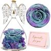 Yamonic Festa della Mamma Idee Regalo,Rosa Eterna Regalo Donna, Rosa Stabilizzata con Angelo di Vetro Regali Mamma Compleanno, Angeli Custodi Regali Nonna, Fiori Eterni con Statuette Angeli Natale