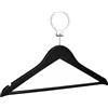MELA'S Confezione da 20 grucce in legno antitaccheggio con anello di sicurezza - Rimovibili solo dal personale - Per hotel e uso professionale (Nero)