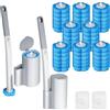 ANOMM Scopino Wc Usa e Getta, Toilet Wand Kit, Scopino WC Parete Monouso con 48 Ricariche e 2 Manico Esteso, Pulisci Water Usa e Getta con Detersivo, Testine di Ricambio Monouso per Bagno