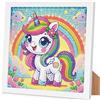 Arttoplus Diamond Painting per bambini e bambine, con cornice, unicorno, per bambini a partire dai 4, 5, 6, 8, 10 anni, set di pittura con diamanti 5D, per regalo e decorazione per la casa (18 x 18 cm