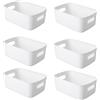 APKOL 6 pezzi Cestini Portaoggetti Plastica Bianco,25x16.5x10 cm Scatola portaoggetti in plastica con manici, Box conservazione,organizer desktop per Cucina, Armadio, Ufficio, Bagno