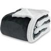 Winthome Coperta Calda e Spessa, Plaid Divano Morbida Soffice, Coperte Invernale Design a Doppio Strato, Pelosa Sherpa Flanella, Blanket Natalizia Adatta a Bambini e Adulti (Grigio, 220x240cm)