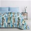 Mahome Trapuntino Matrimoniale Primaverile Estivo in 100% Puro Cotone 260x260 cm Leggero Double Face - Copriletto Trapuntato morbido Traspirante Anallergico - Made in Italy - Vertice Blu