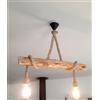 Solenzo - Lampadario a sospensione ATLANTICO in legno naturale galleggiante 2 lampadine - stile mare - E27