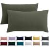 Beqnat Set di 2 federe 40 x 80 cm, 40 x 80 cm, verde oliva, per cuscini in 100% microfibra, non necessita di stiratura e senza pieghe con chiusura lampo