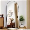 BEAUTYPEAK Specchio per tutto il corpo curvo 171 x 76 cm con angoli arrotondati, specchio per tutto il corpo grande autoportante-da appendere-da appoggiare, specchio da terra, nero