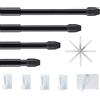 Aiitomg 4 Pezzi Bacchette per Tende Aste per Tende Estensibili Bastoni per Tende a Vetro per Negozi, Armadi, Finestre, Cucine, Progetti Fai Da Te(72-120cm, Nero)