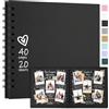 Vienrose DIY Scrapbook Album 18X18 cm Copertina Rigida Carta Kraft Scrap Book Album Fotografico con 40 Pagine Bianche per Matrimonio Baby Shower, Nero
