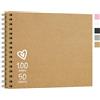 Vienrose DIY Scrapbook Album 20,5x28 cm Copertina Rigida Carta Kraft Scrap Book Album Fotografico con 50 Fogli (100 Pagine) Bianche per Matrimonio Baby Shower Famiglia Anniversario, Colore Kraft