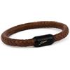 Simaru Bracciale in pelle intrecciata da uomo, chiusura magnetica in acciaio inox, bracciale da uomo