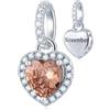 CHAWIN Ciondolo con pietra portafortuna, ciondolo a goccia a forma di cuore in argento Sterling 925, CZ scintillante compatibile con braccialetti Pandora, collana, regali di compleanno per donne/moglie/madre