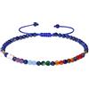 Wizock Cavigliera con perline Reiki, 7 chakra, meditazione, yoga, colorato, cavigliera per donne, bilanciamento, spiaggia, gioiello regolabile, Pietra, Lapislazzuli