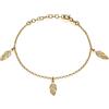 Aka Gioielli® - Bracciale Piume in Argento 925 Placcato Oro con 3 Ciondoli a forma di Piuma per Donna, Raffinata e Delicata