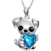 MUUYON Collana per cani da donna, in argento Sterling 925, con cuore blu, gioiello di cristallo per amanti dei cani, regalo di compleanno