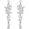 EVER FAITH Orecchini Donna Cristallo Nozze Boemo Boho Floreale Lampadario Lungo pendenti Trasparente Argento-fondo