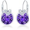 MICMIF Rotondo Orecchini Pendenti Donna con Zircone in Argento 925, Orecchini a Cerchio con Pietre Preziose Brillantini Grandi, Chiusura a Leva Gioielli Regalo per Fidanzata Moglie Mamma