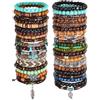Mikovivi 43pz Set di Perline Legno Braccialetti Boho, Braccialetti di Perline in Legno Vintage Regolabili per Donne e Uomini Regalo Commemorativo(Colori Misti)