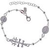 Minoplata Bracciale tre ciondoli Croce di Caravaca, Medaglia San Benedetto e Medaglia Miracolosa in Argento Sterling, Mediano, Argento sterling, Nessuna pietra preziosa