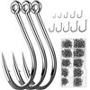 FIBOUND Amo da Pesca,Esca in Acciaio al Carbonio Gancio da Pesca, 600 Pz Ami da Pesca in 10 Dimensioni, Amo da Pesca Occhiello, Ganci Spinato, Ami da Pesca in Acciaio al Carbonio con Scatola di Plastica-nero