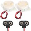 QUARKZMAN 2Pcs DC3-24V 90dB 3100Hz Cicalino Elettronico Piezo Allarme Sonoro Attivo Suono Intermittente Con Connettore A Batteria Tipo T 9V Per Moto Golf Car Veicoli Allarme Auto, Bianco