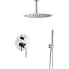 VALAZ Doccia a incasso | Miscelatore doccia a 2 vie, spruzzatore effetto pioggia | Installazione a soffitto facile e veloce | Inossidabile, spruzzatore 25 cm, Cromato, Serie Jucar