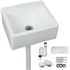 AYYDS Lavabo in plastica, semplice lavello in plastica con tubo, tappo di scarico per giardino, garage, cantina, camper (bianco, 34 x 29 cm)