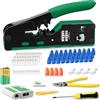 Cnauo Kit di strumenti di rete RJ45 con 4x Cat7/6a, 30x CAT.5/5e/6, 10x 6P6C RJ11/RJ12, prese RJ45/RJ11/RJ12, strumento di riparazione e tester di rete
