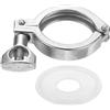 PATIKIL Tri Sanitary Clamp Single Pin, Pesante Duty 304 Morsetto Inox Fittings Sanitari Con Dado A Farfalla Guarnizione In Silicone, Argento
