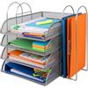 Relaxdays Portadocumenti Relaxdays, Metallo, A4, 4 Scomparti, 2 portariviste, HxLxP: 33 x 40,5 x 33,5 cm, Argento
