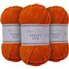 Utopia Crafts Velvet Lux Chenille 3×100g - Filato Morbidissimo per Uncinetto & Maglia, Coperte, Giocattoli, Amigurumi - Uncinetto 5,5mm, Morbido (Arancio Ruggine)